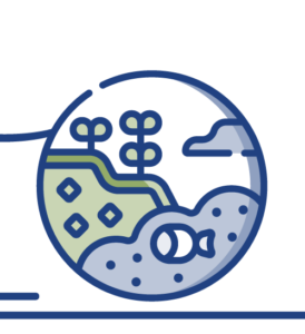 Illustrated icon of land and water