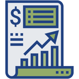 Illustrated icon of financial graphs